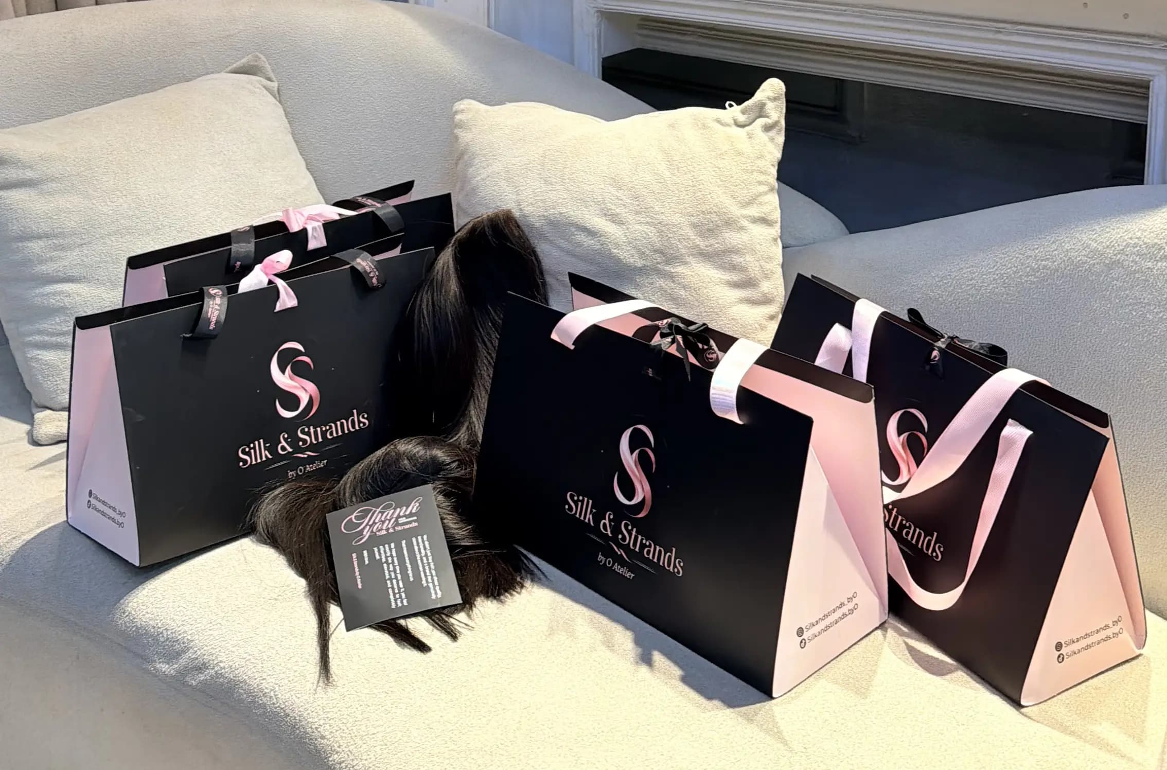 Silk & Strands Atelier Signature Bags & Packaging